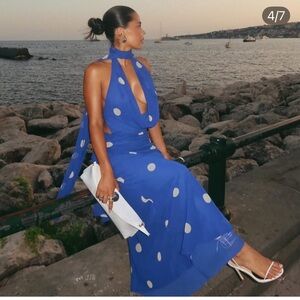 ZARA POLKA DOT PRINTED MIDI DRESS